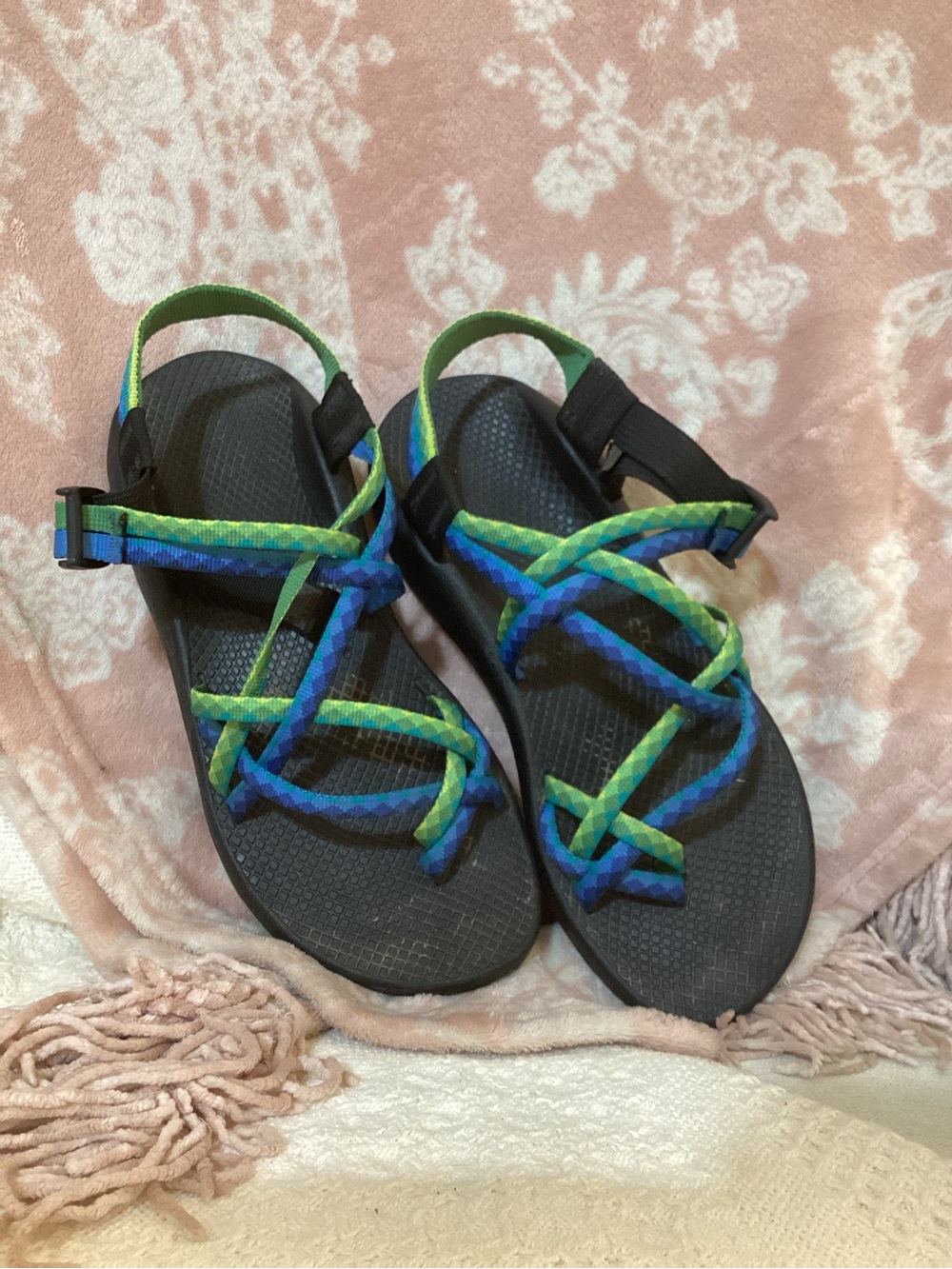 Chaco Strappy Sandals in Blue & Green